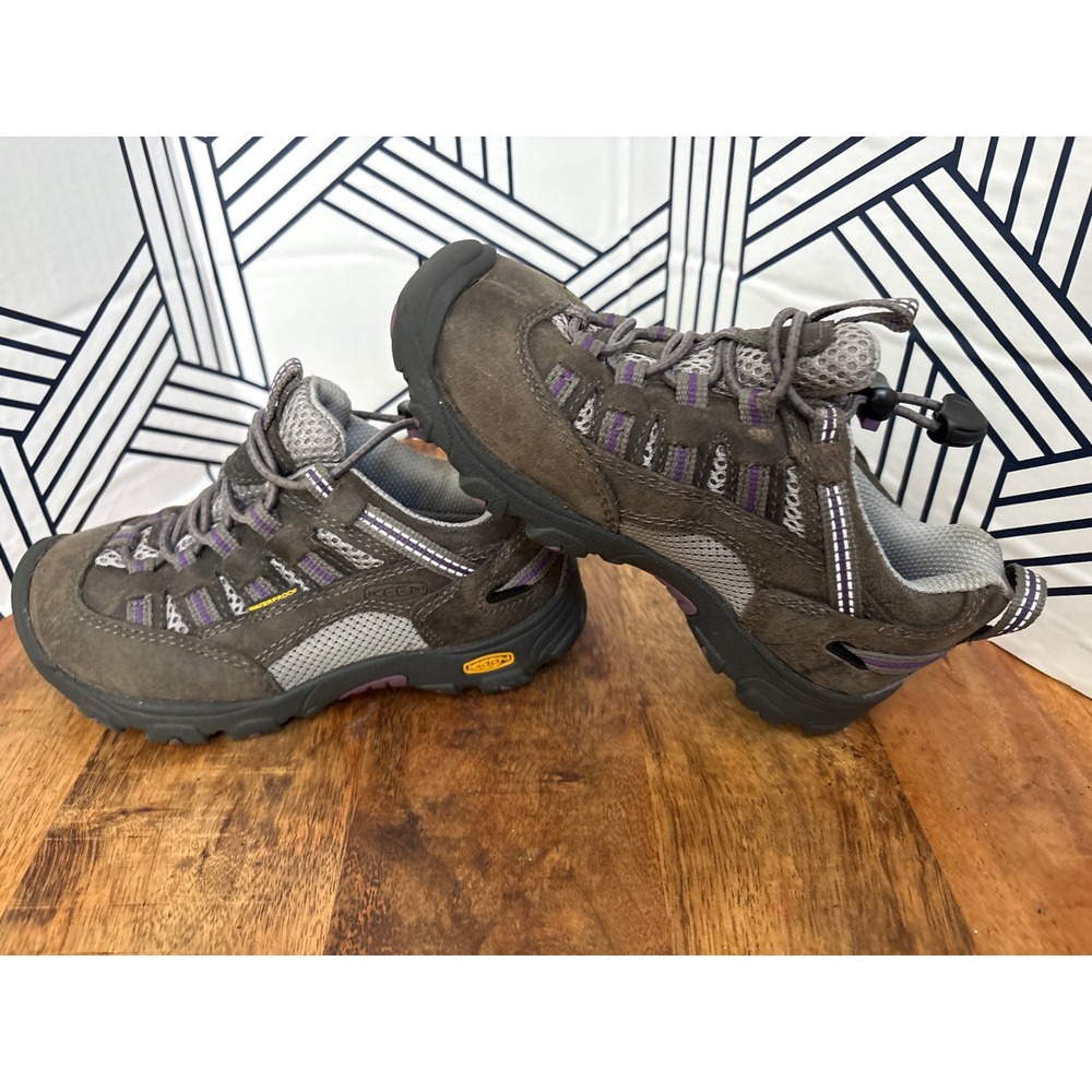 Keen Kids Waterproof Hiking Shoes Brown Purple Bungee Trail Sneakers Size 11